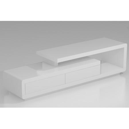 GRADE A1 - Evoque Geometric TV Unit in White High Gloss with Touch Open Drawers