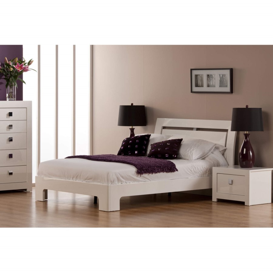 GRADE A3 - World Furniture Bari High Gloss White 1 Drawer Bedside Table