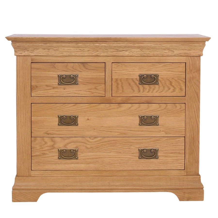 GRADE A3 - Loire Oak Farmhouse 2+2 Drawer Chest