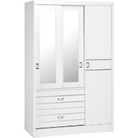 GRADE A2 - Jordan 3 Door 2 Drawer Sliding Mirrored Wardrobe in White - 