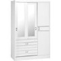 GRADE A2 - Jordan 3 Door 2 Drawer Sliding Mirrored Wardrobe in White - 