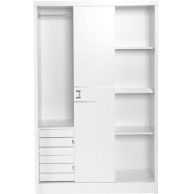 GRADE A2 - Jordan 3 Door 2 Drawer Sliding Mirrored Wardrobe in White - 