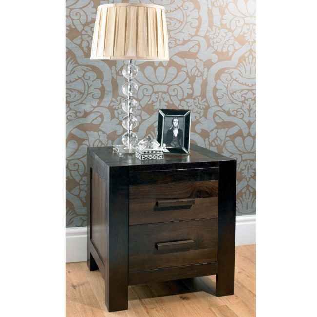 GRADE A1 - Bentley Designs Lyon Walnut 2 Drawer Bedside Table