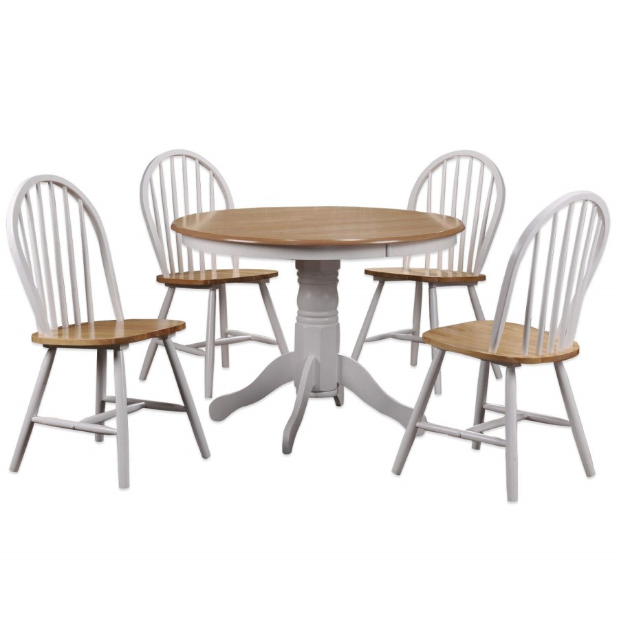 GRADE A1 - Rhode Island Solid Wood Round Dining Set with 4 Chairs