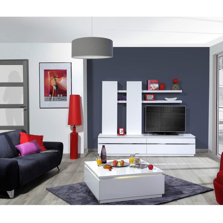 GRADE A1 - Skylight Electra High Gloss Square Coffee Table In White