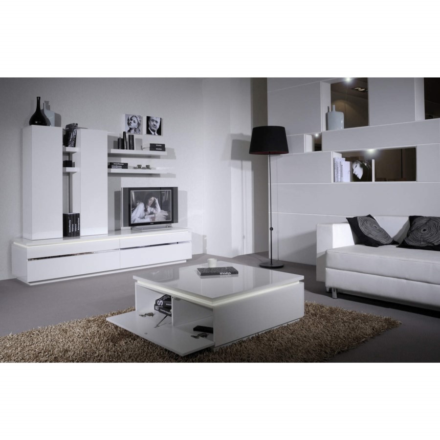 GRADE A1 - Skylight Electra High Gloss Square Coffee Table In White