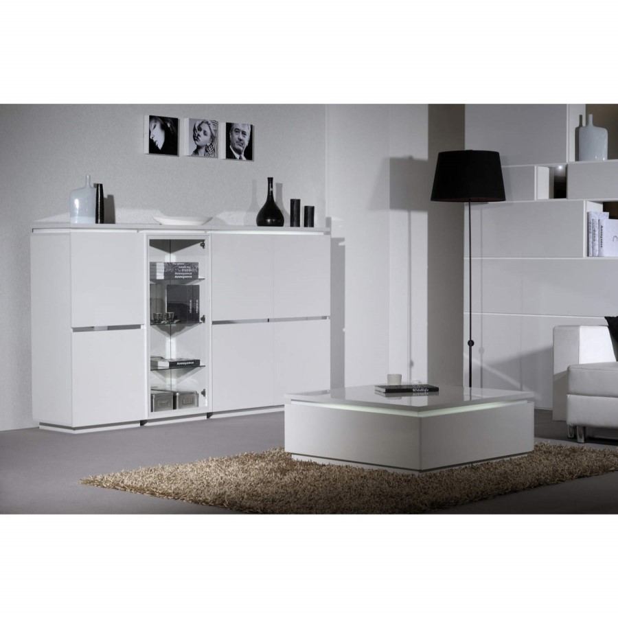 GRADE A1 - Skylight Electra High Gloss Square Coffee Table In White