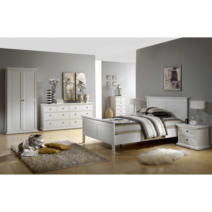 GRADE A1 - Paris 2 Drawer Tall Bedside Table in White
