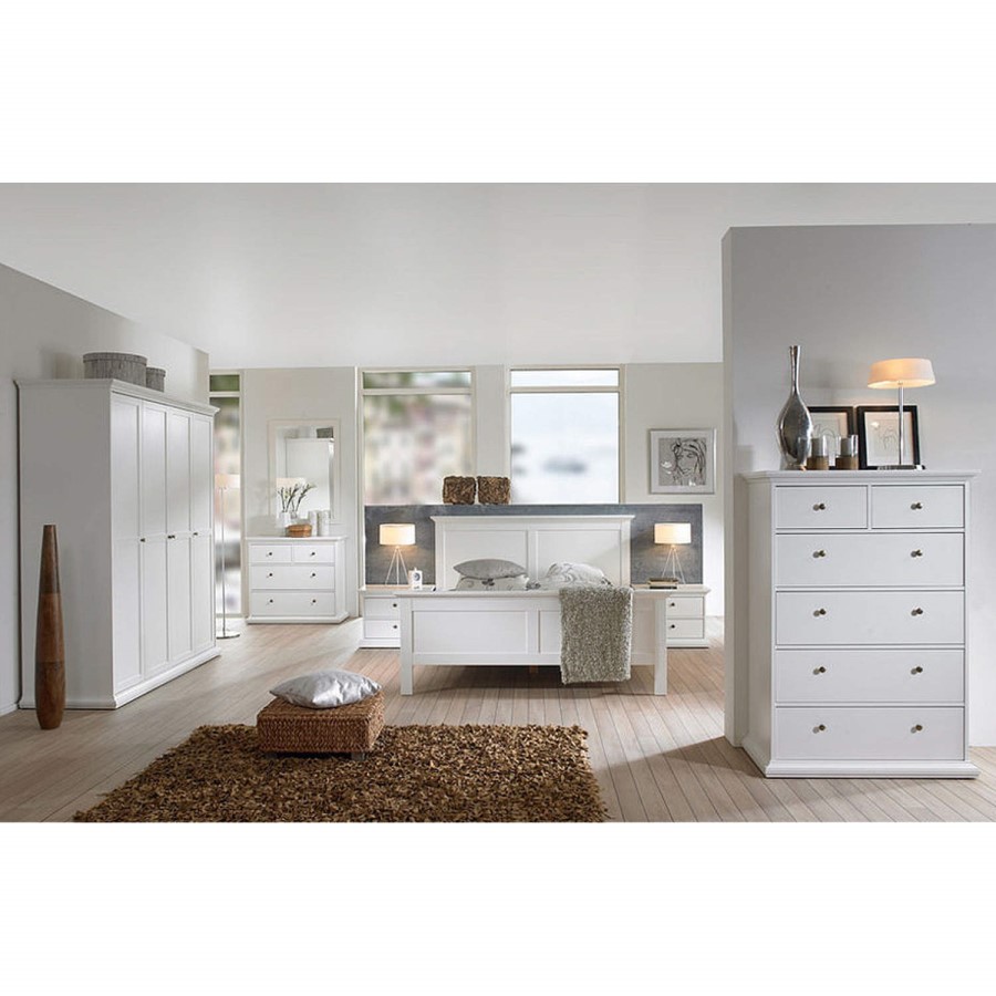 GRADE A1 - Paris 2 Drawer Tall Bedside Table in White