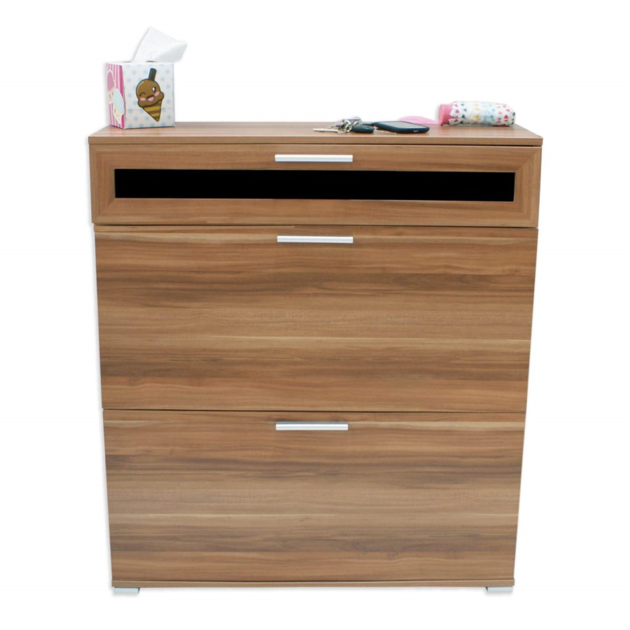 GRADE A1 - Alaska Shoe Cabinet in Walnut - 16 Pairs