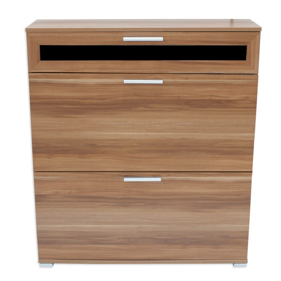 GRADE A1 - Alaska Shoe Cabinet in Walnut - 16 Pairs