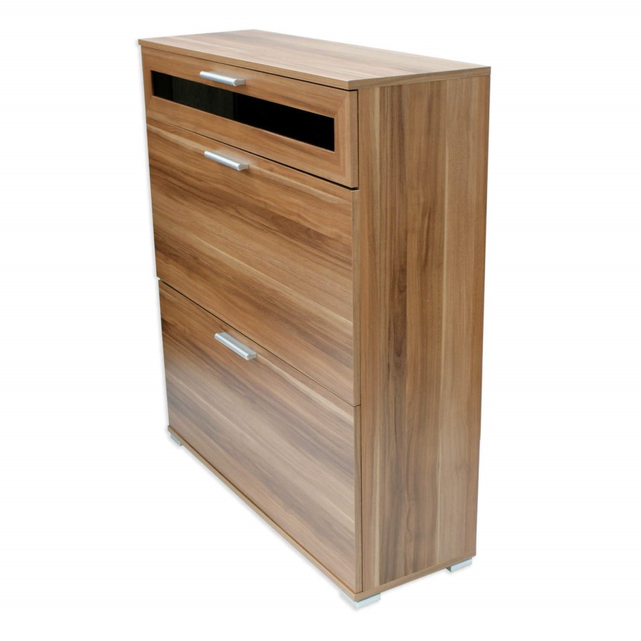 GRADE A1 - Alaska Shoe Cabinet in Walnut - 16 Pairs