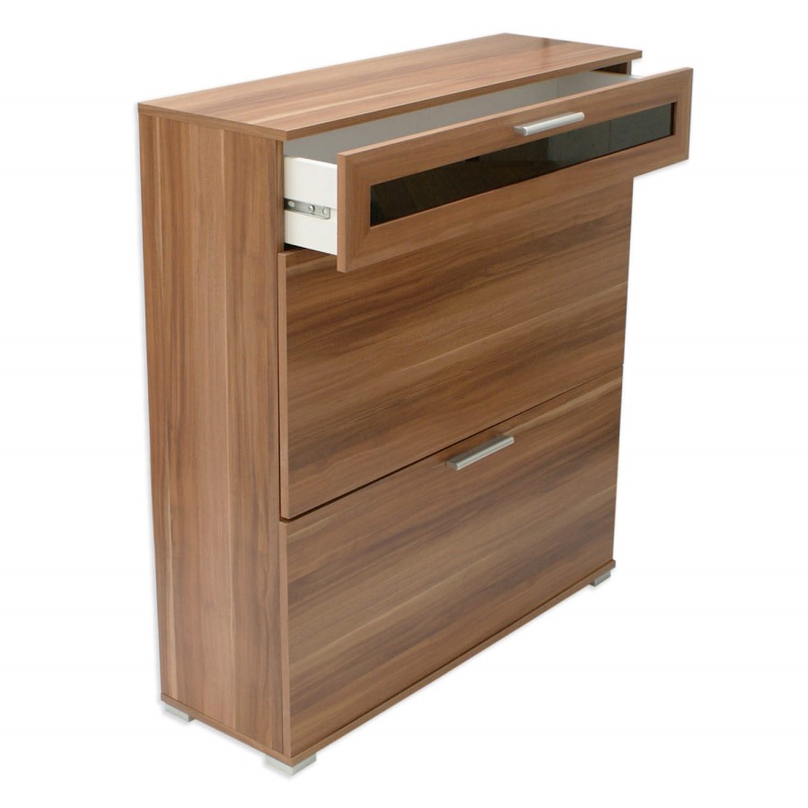 GRADE A1 - Alaska Shoe Cabinet in Walnut - 16 Pairs
