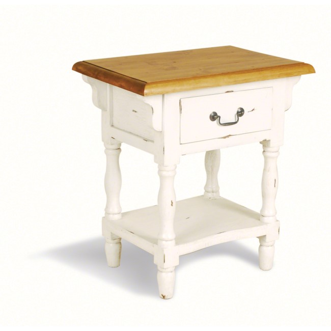 GRADE A1 - Shabby Chic 1 Draw Bedside in White