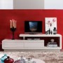 GRADE A1 - Evoque Geometric TV Unit in White High Gloss with Touch Open Drawers