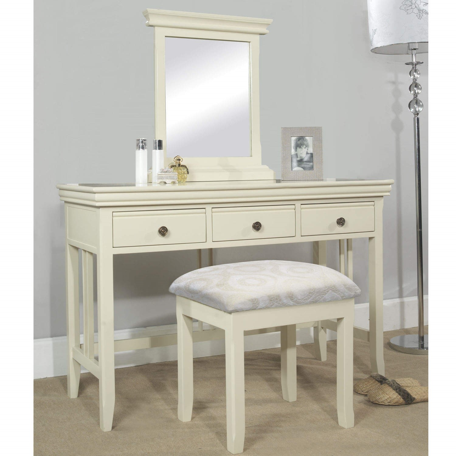 Savannah Dressing Table with 3 Drawers in Ivory/Cream - Dressing Table Only - Furniture123 Savannah Dressing Table with 3 Drawers in Ivory/Cream - Dressing Table Only - Furniture123