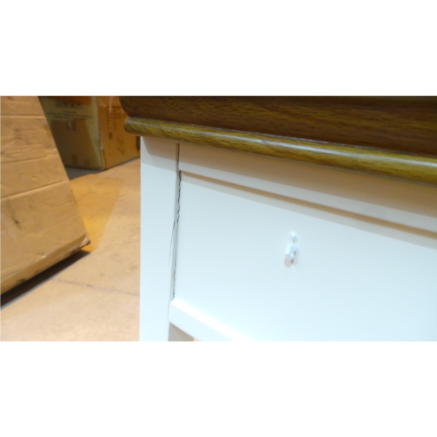 GRADE A3 - Charleston Bedside Table in Cream and Oak 