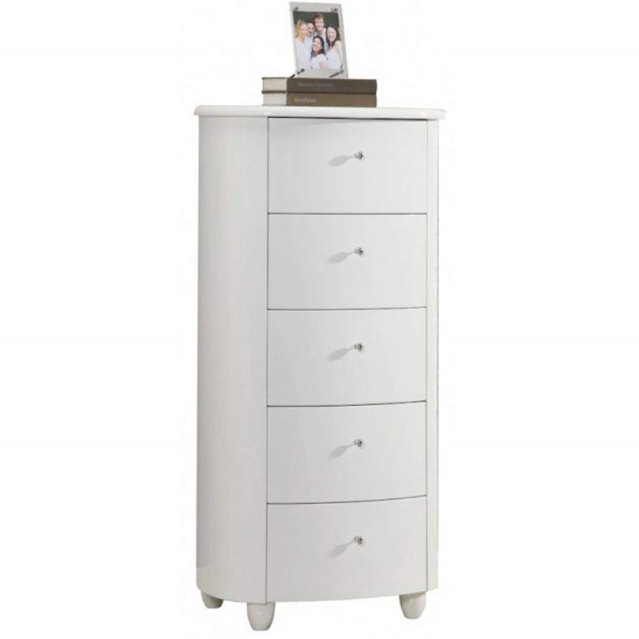 GRADE A3 - Birlea Furniture Aztec 5 Drawer Narrow Chest in White High Gloss