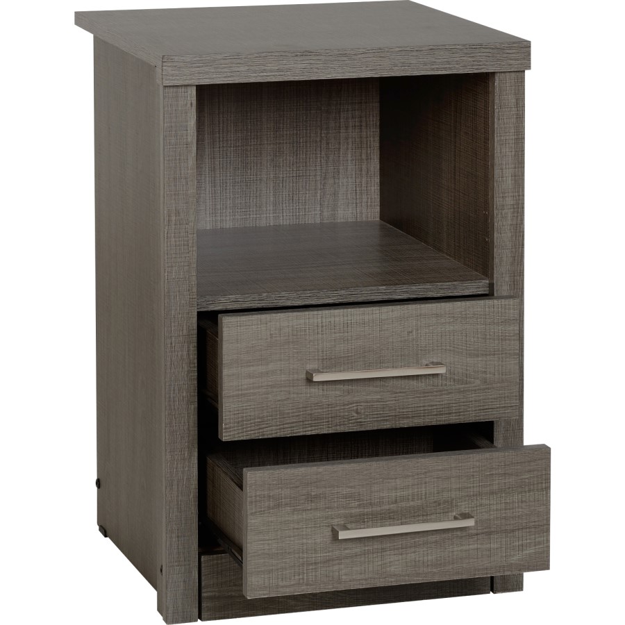 Seconique Lisbon Bedside Table in Black Wood Grain