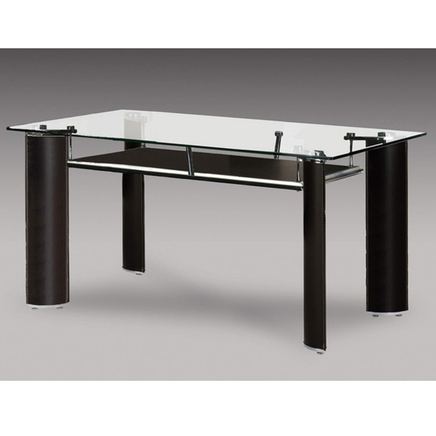 GRADE A1 - Julian Bowen Boston Glass Dining Table In Brown