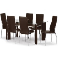 GRADE A1 - Julian Bowen Boston Glass Dining Table In Brown