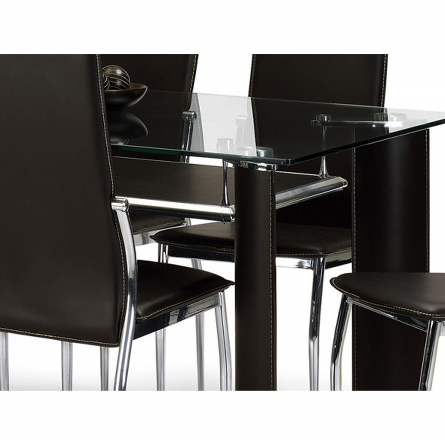 GRADE A1 - Julian Bowen Boston Glass Dining Table In Brown