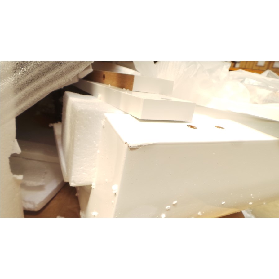 GRADE A3 - Tiffany White High Gloss Curved Coffee Table With Set in Black Glass Top