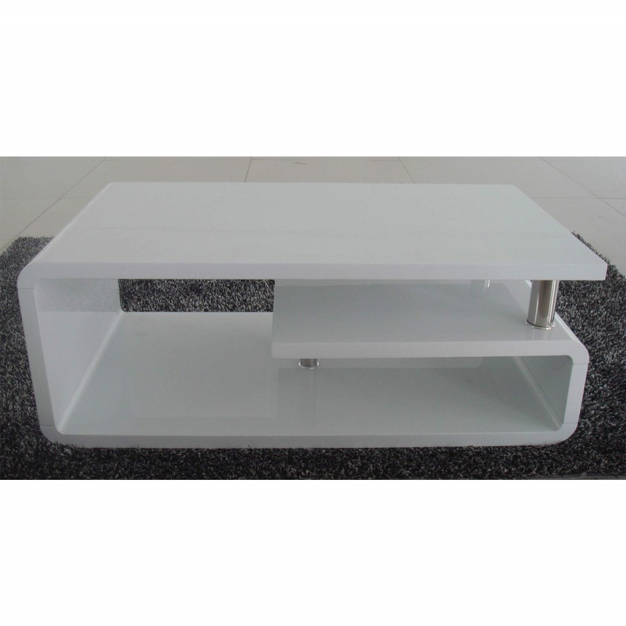 GRADE A3 - Tiffany White  High Gloss Asymmetrical Coffee Table