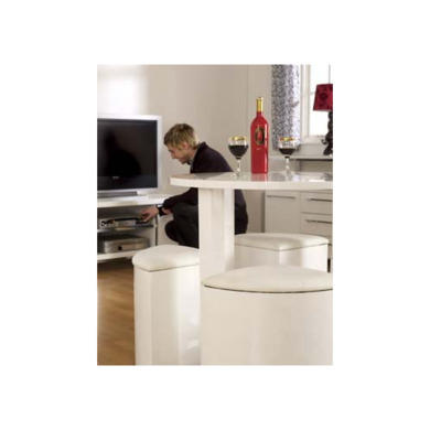 Seconique Charisma High Gloss Dining Set & 4 White Stowaway Chairs