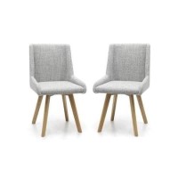 GRADE A1 - Skandi Pair of Grey Weave Dining Chairs