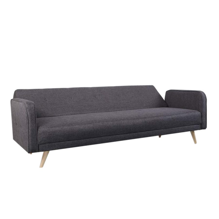GRADE A1 - Milu 3 Seater Sleeper Sofa Bed in Dark Grey Fabric