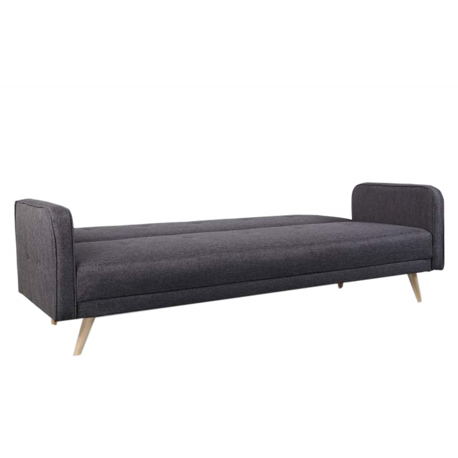 GRADE A1 - Milu 3 Seater Sleeper Sofa Bed in Dark Grey Fabric