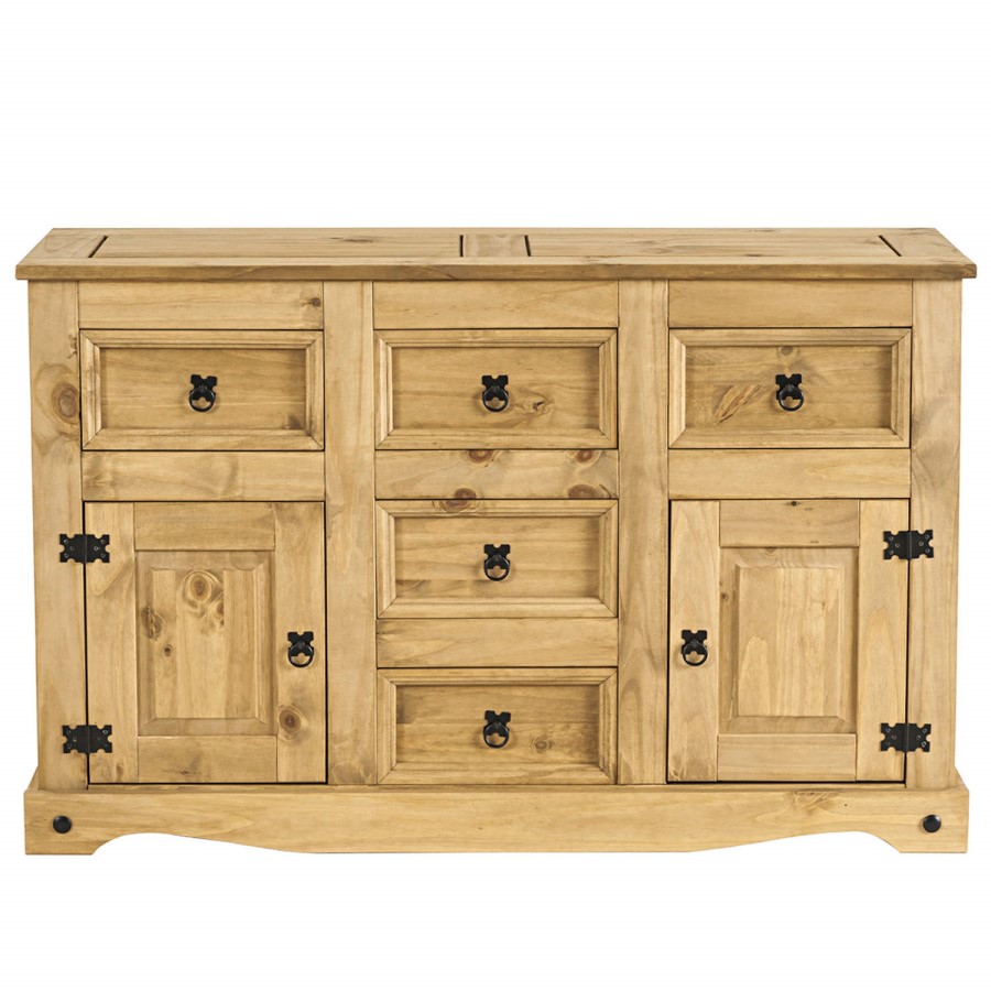 Corona Solid Pine 2 Door 5 Drawer Sideboard