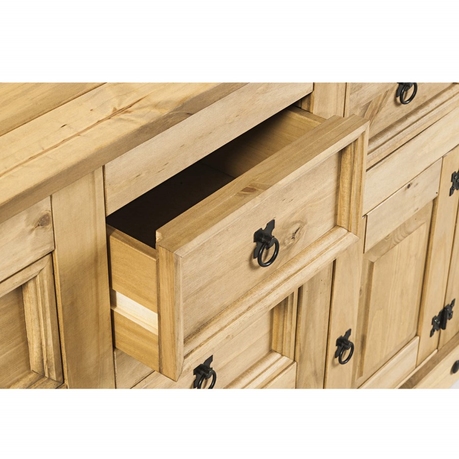 Corona Solid Pine 2 Door 5 Drawer Sideboard