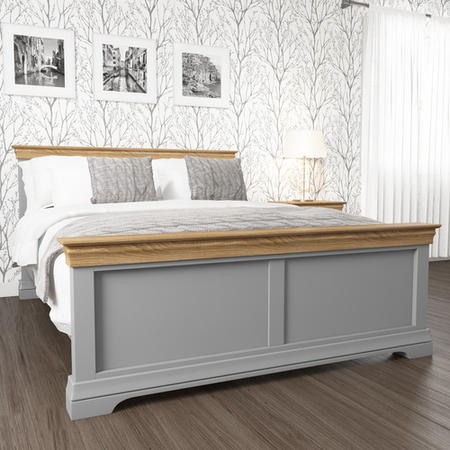 GRADE A2 - Loire Two Tone Kingsize Bed Frame in Grey and Oak
