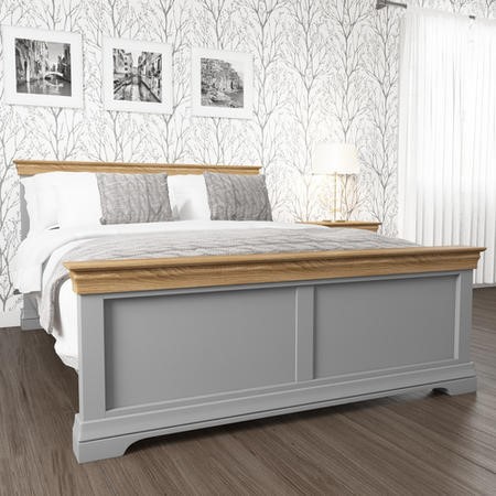 Loire Two Tone Kingsize Bed Frame In, Grey Wooden King Size Bed Frame
