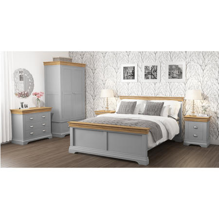 GRADE A2 - Loire Two Tone Kingsize Bed Frame in Grey and Oak