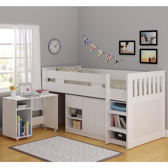 Seconique Merlin Study Mid Sleeper in White - Exclusive To Us!