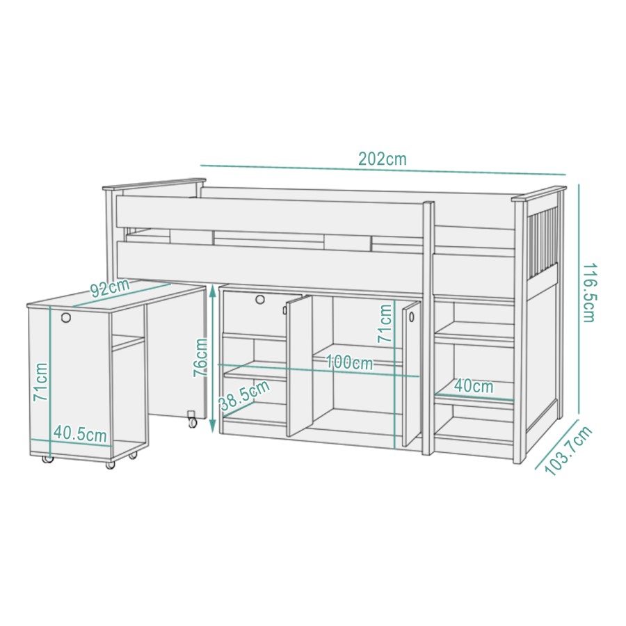 Seconique Merlin Study Mid Sleeper in White - Exclusive To Us!