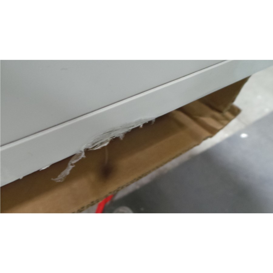 GRADE A2 - Evoque Rectangular High Gloss White TV Unit with Grey Gloss Detail