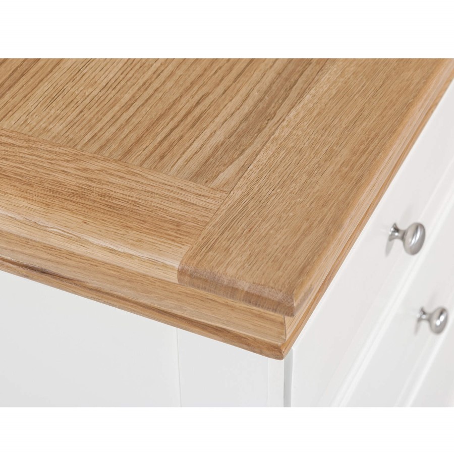 GRADE A1 - Charleston Two Tone Wide Chest of Drawers in Solid Oak & Painted Cream