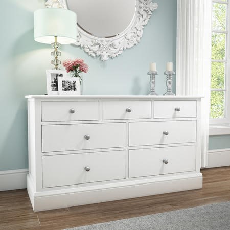 Harper White Solid Wood 4 3 Wide Chest Of Drawers Furniture123
