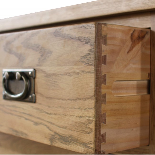 Rustic Saxon Oak Chest of Drawers with 5 Drawers