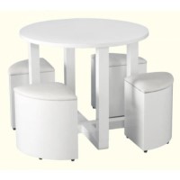 Seconique Charisma White Gloss Dining Set + 4 Stowaway Dining Chairs