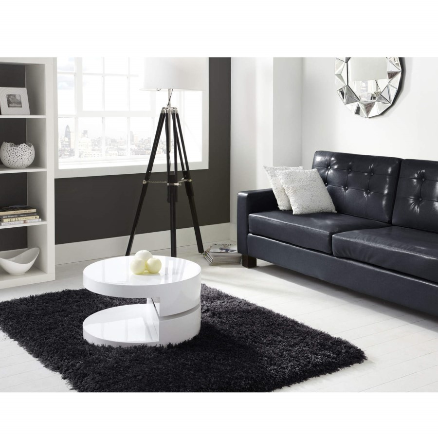 GRADE A1 - High Gloss White Coffee Table with Rotating Top - Tiffany Range