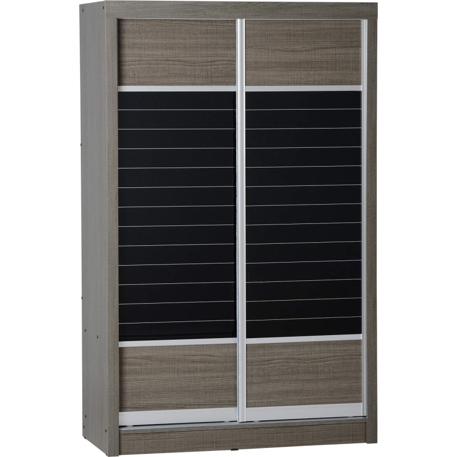 Seconique Lisbon 2 Door Sliding Wardrobe in Black Wood Grain