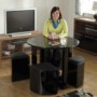 GRADE A3 - Seconique Charisma High Gloss Round 4 Seater Stowaway Dining Set in Black