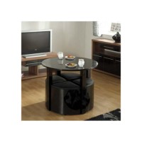 GRADE A2 - Seconique Charisma Black Gloss Dining Set + 4 Stowaway Dining Chairs