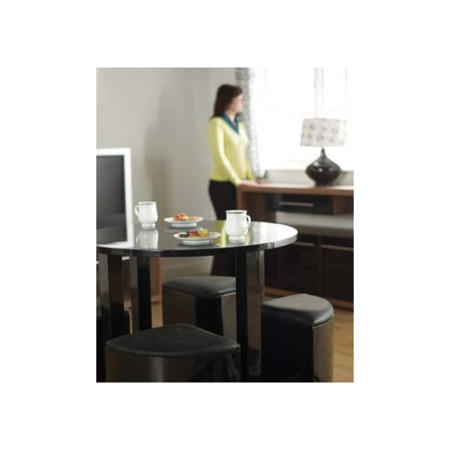 GRADE A3 - Seconique Charisma High Gloss Round 4 Seater Stowaway Dining Set in Black