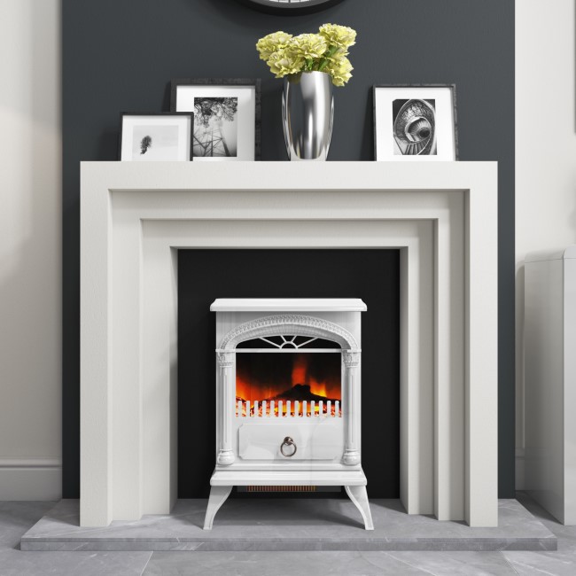 AmberGlo Electric Wood Burning Stove Fire - White